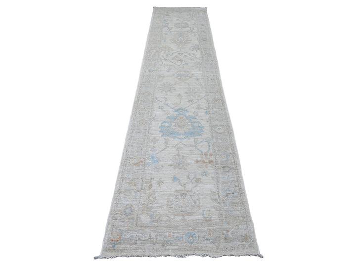 2'8" x 12'4" New Hand Knotted Ivory Wool Runner Oriental Rug - MOA10220582