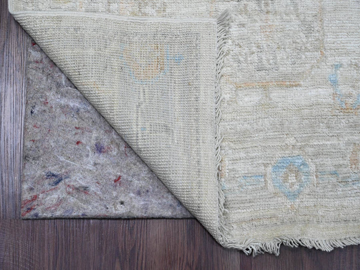 2'8" x 12'4" New Hand Knotted Ivory Wool Runner Oriental Rug - MOA10220582