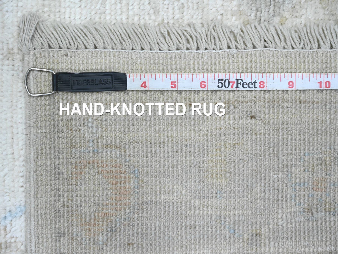 2'8" x 12'4" New Hand Knotted Ivory Wool Runner Oriental Rug - MOA10220582