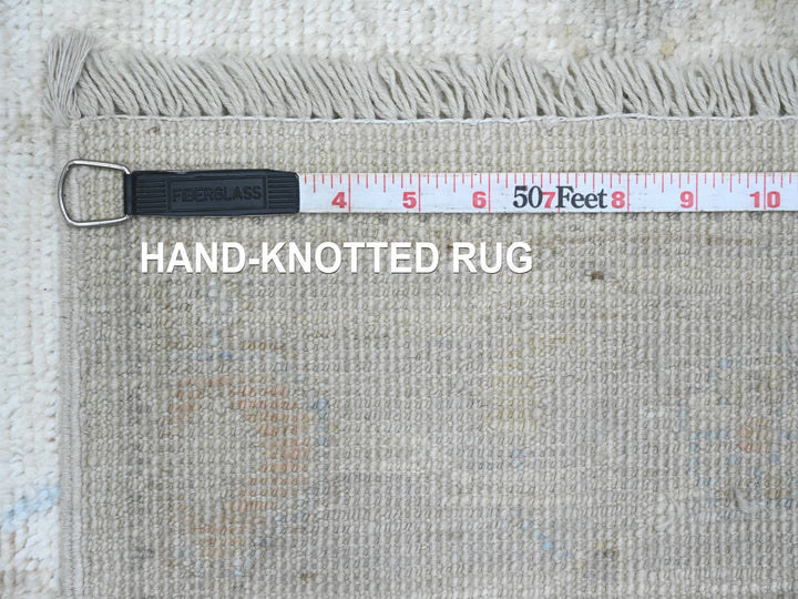 2'8" x 12'4" New Hand Knotted Ivory Wool Runner Oriental Rug - MOA10220582