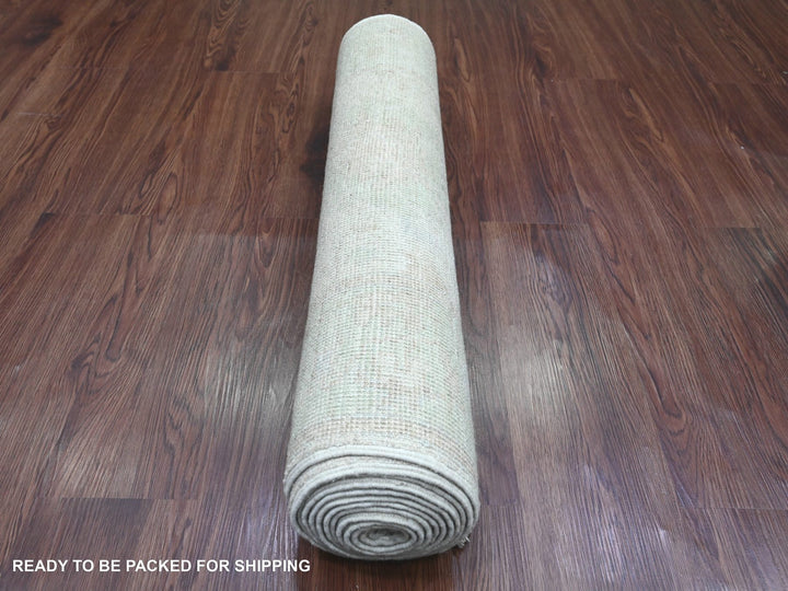 2'10" x 11'5" New Hand Knotted Ivory Wool Runner Oriental Rug - MOA10220584