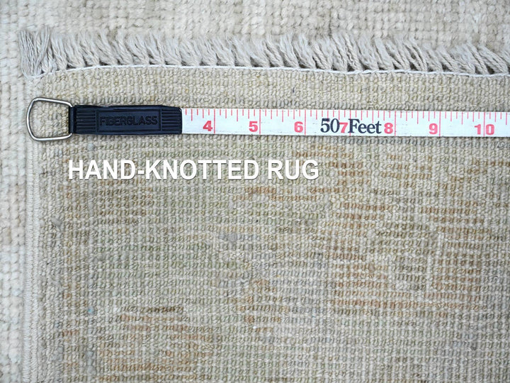 2'10" x 11'5" New Hand Knotted Ivory Wool Runner Oriental Rug - MOA10220584