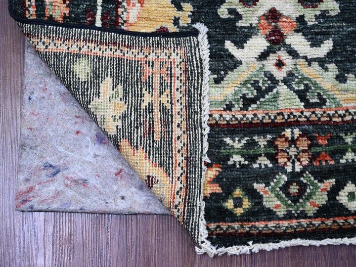 2'8" x 9'10" New Hand Knotted Black Wool Runner Oriental Rug - MOA10220585