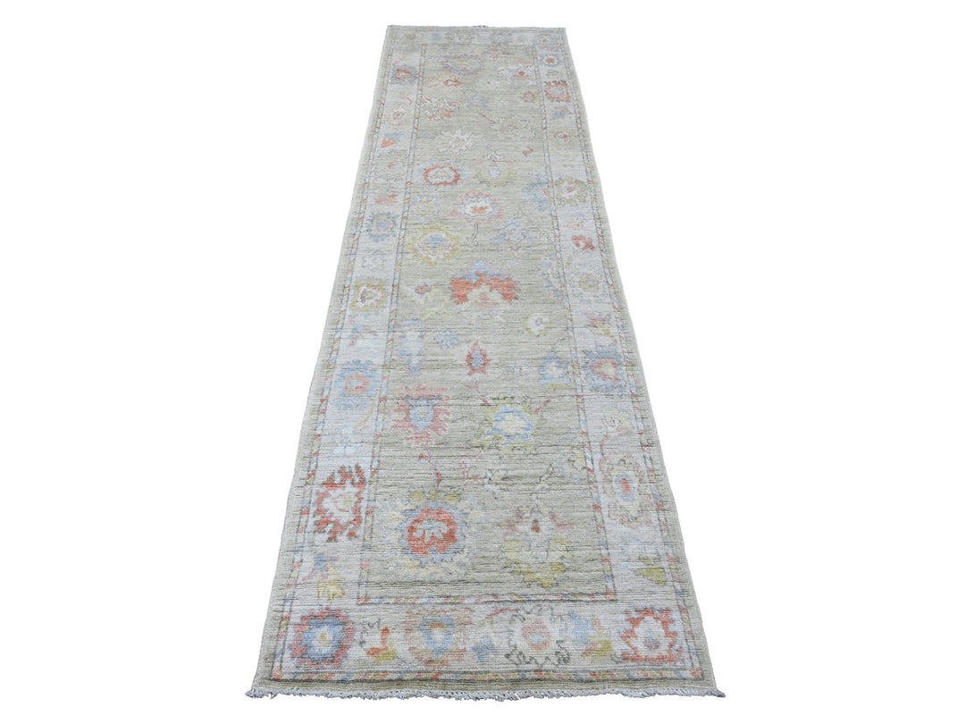 2'10" x 9'8" New Hand Knotted Green Wool Runner Oriental Rug - MOA10220586