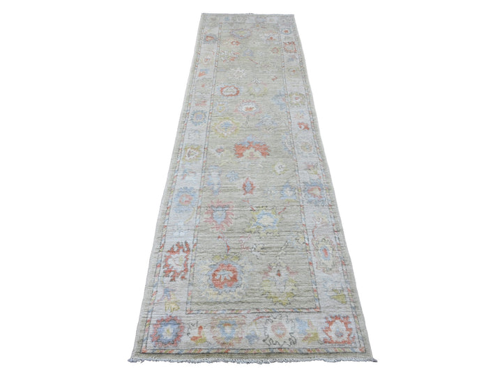 2'10" x 9'8" New Hand Knotted Green Wool Runner Oriental Rug - MOA10220586