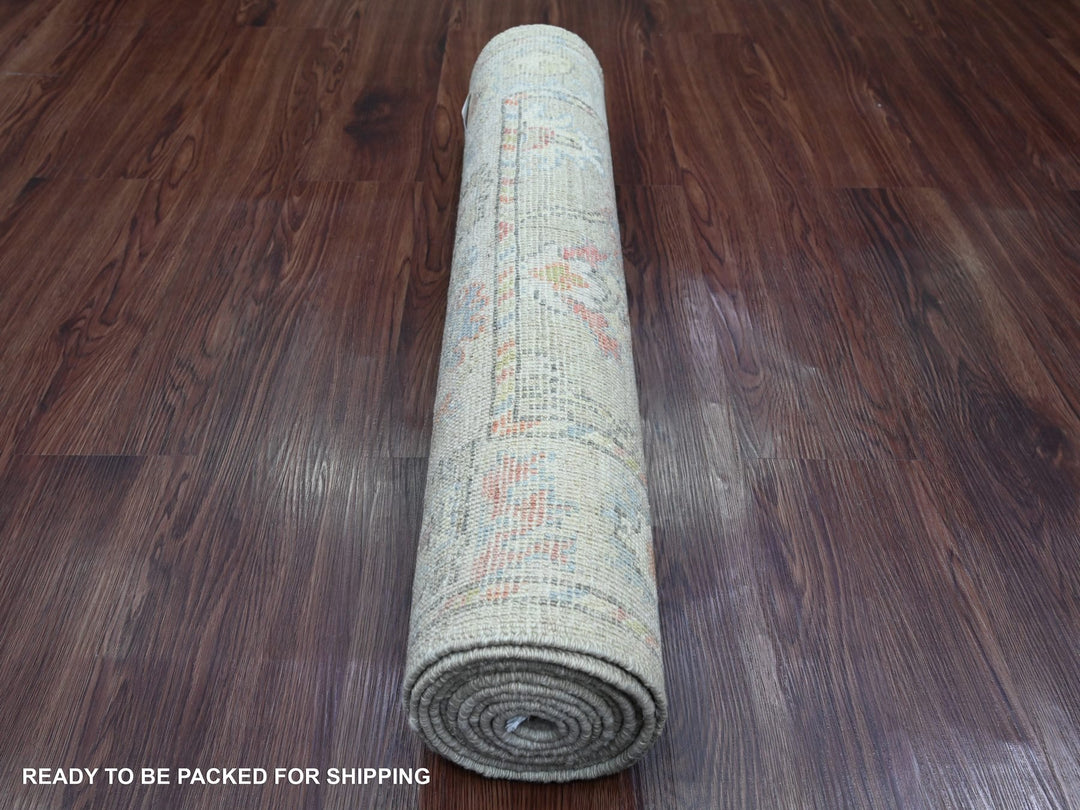 2'10" x 9'8" New Hand Knotted Green Wool Runner Oriental Rug - MOA10220586