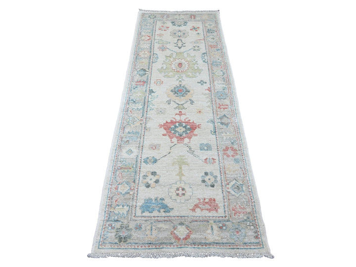 2'10" x 7'9" New Hand Knotted Ivory Wool Runner Oriental Rug - MOA10220587