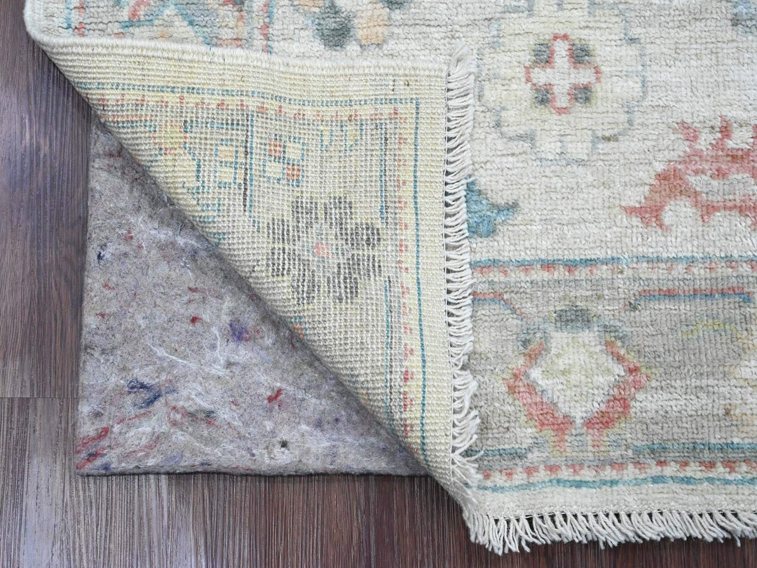 2'10" x 7'9" New Hand Knotted Ivory Wool Runner Oriental Rug - MOA10220587