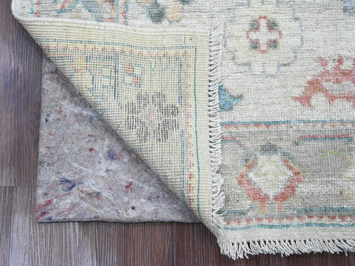 2'10" x 7'9" New Hand Knotted Ivory Wool Runner Oriental Rug - MOA10220587