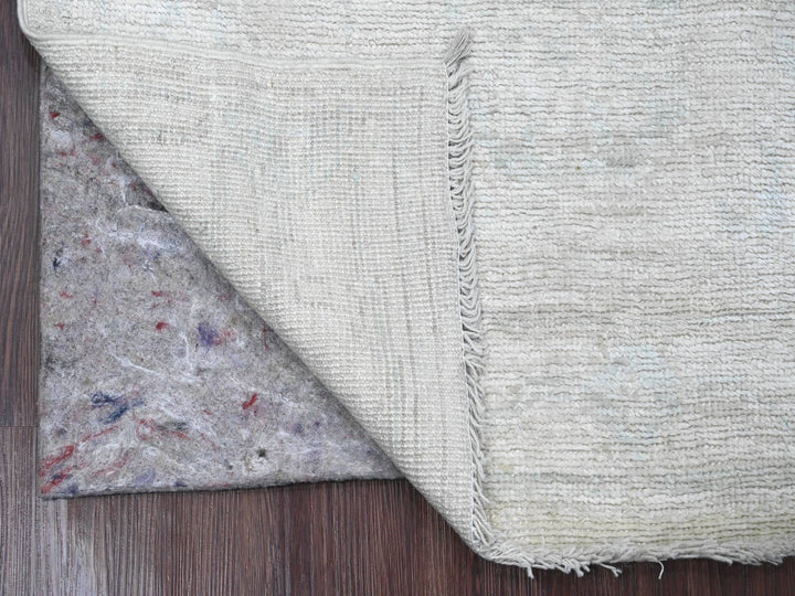 2'7" x 7'9" New Hand Knotted Ivory Wool Runner Oriental Rug - MOA10220588