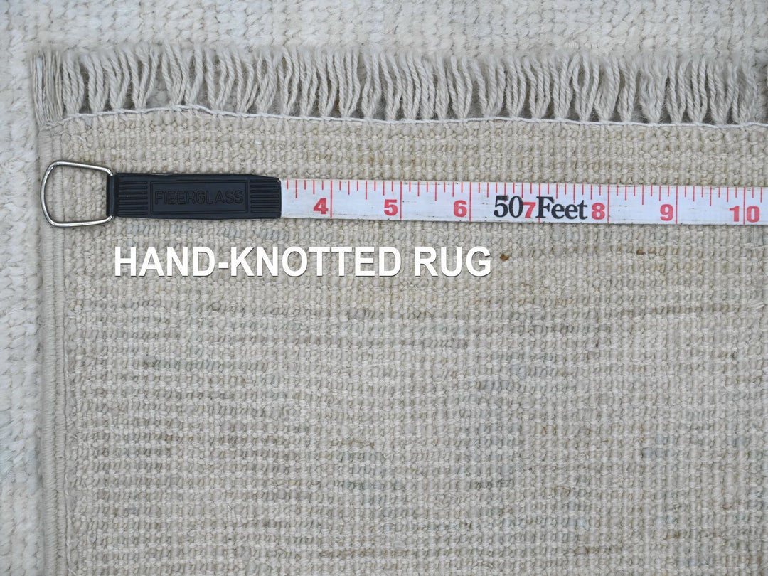 2'7" x 7'9" New Hand Knotted Ivory Wool Runner Oriental Rug - MOA10220588