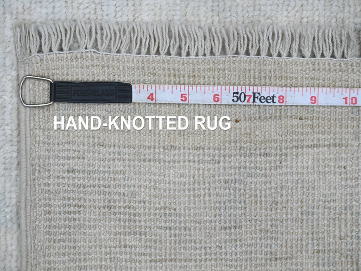 2'7" x 7'9" New Hand Knotted Ivory Wool Runner Oriental Rug - MOA10220588