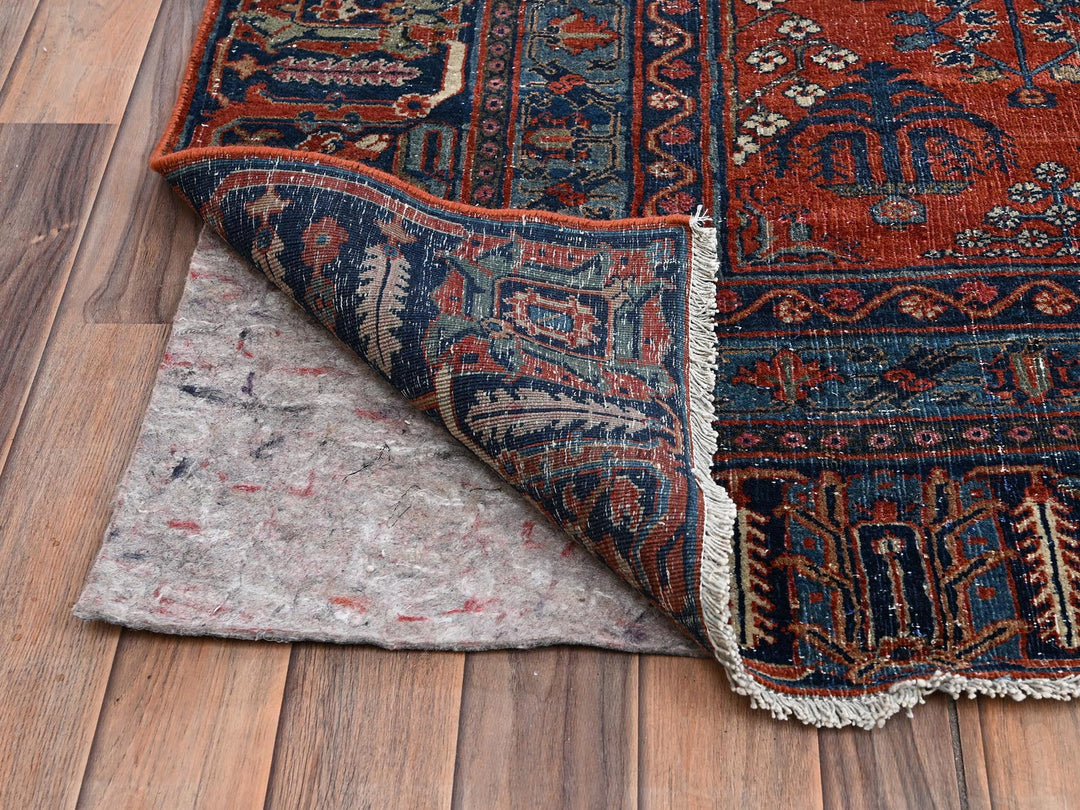 12'6" x 17'9" Vintage Hand Knotted Red Wool Rectangle Oriental Rug - MOA1022058