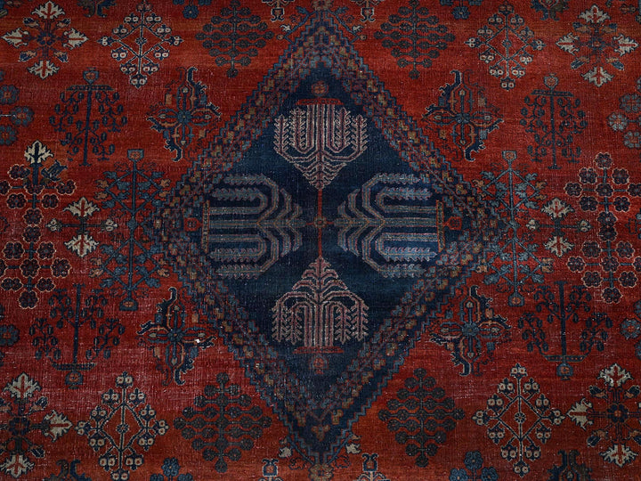 12'6" x 17'9" Vintage Hand Knotted Red Wool Rectangle Oriental Rug - MOA1022058