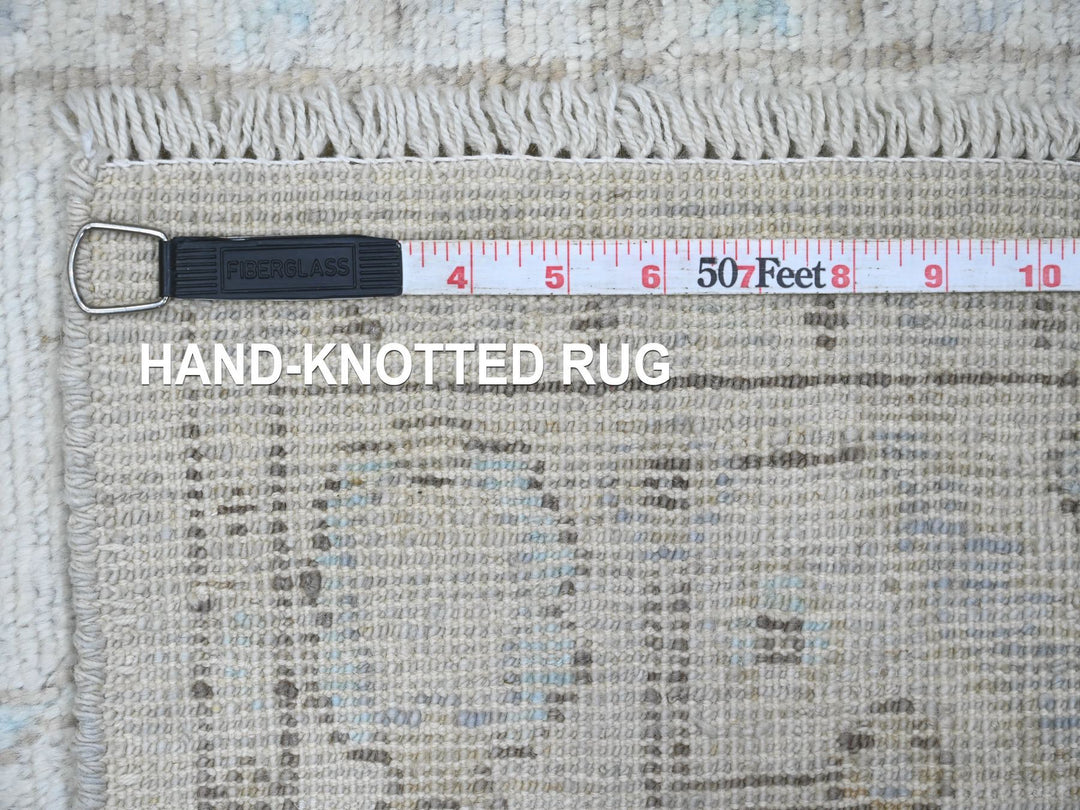 2'6" x 9'7" New Hand Knotted Grey Wool Runner Oriental Rug - MOA10220591