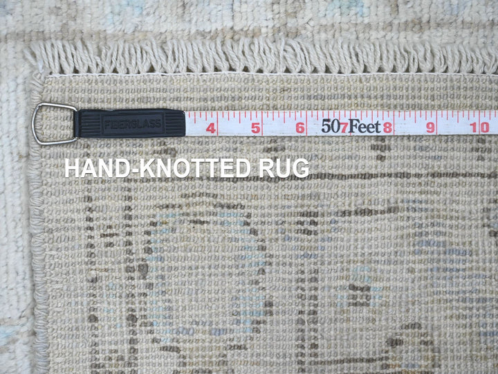 2'6" x 9'7" New Hand Knotted Grey Wool Runner Oriental Rug - MOA10220591