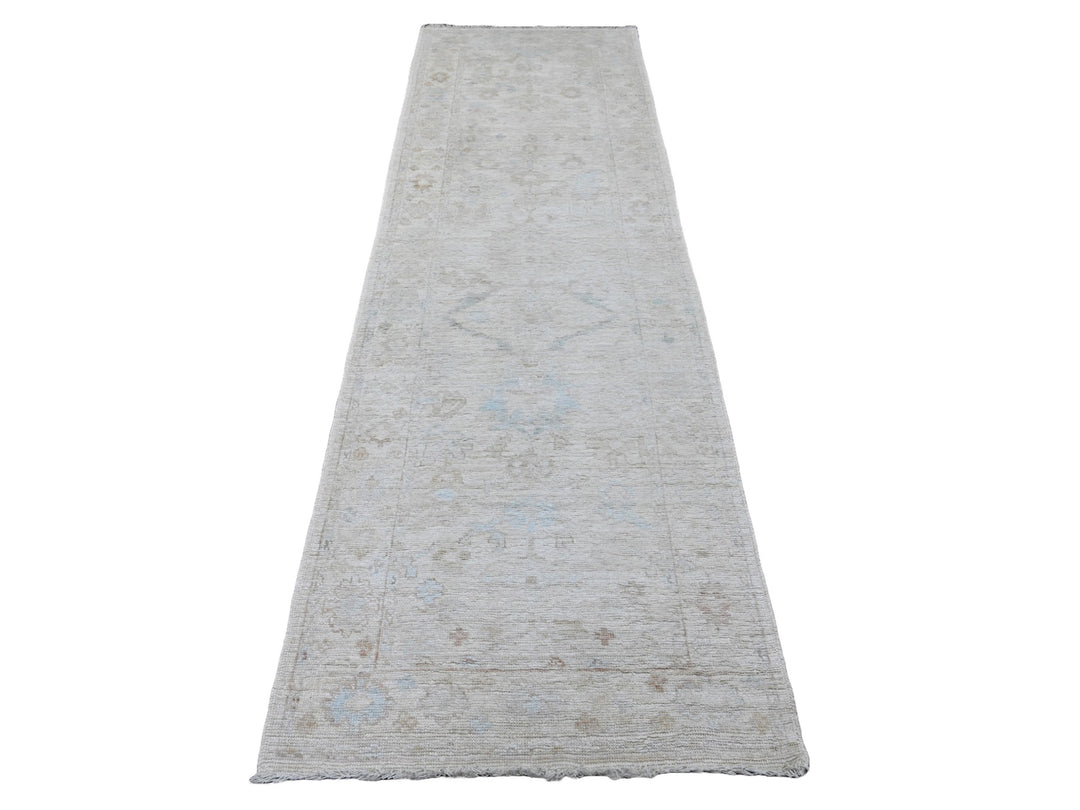 3'0" x 9'9" New Hand Knotted Ivory Wool Runner Oriental Rug - MOA10220592
