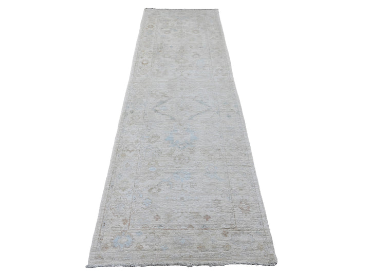3'0" x 9'9" New Hand Knotted Ivory Wool Runner Oriental Rug - MOA10220592