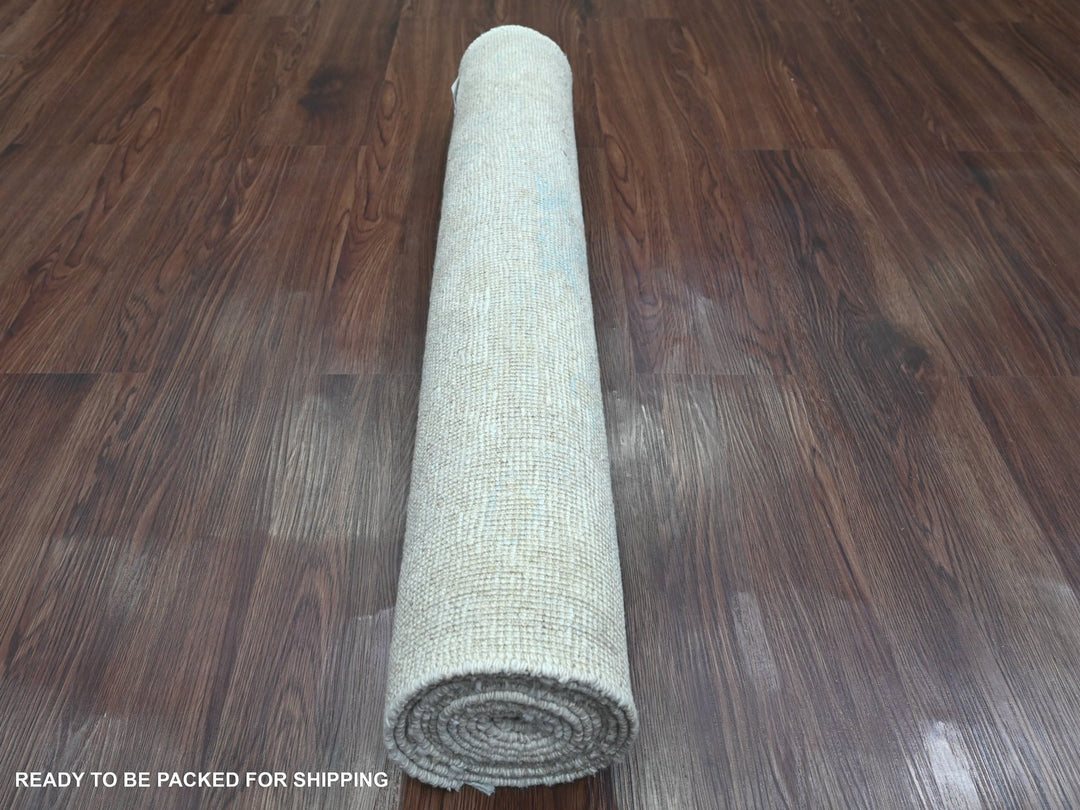 3'0" x 9'9" New Hand Knotted Ivory Wool Runner Oriental Rug - MOA10220592
