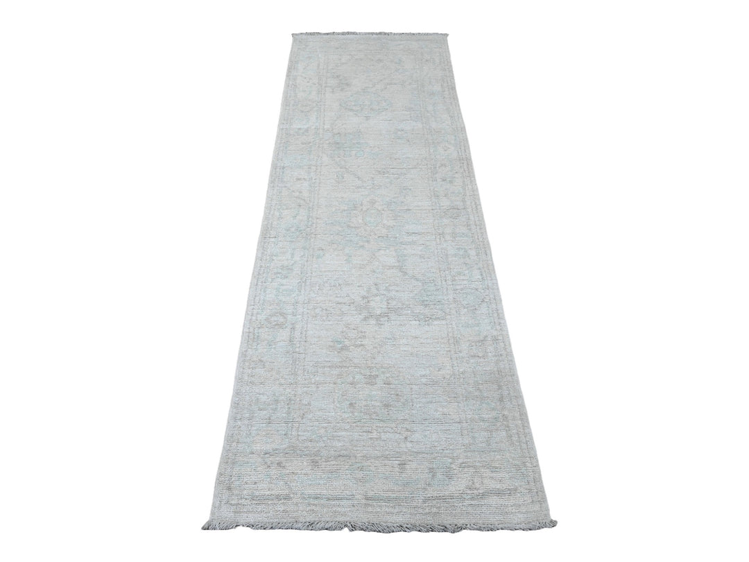 2'7" x 7'8" New Hand Knotted Ivory Wool Runner Oriental Rug - MOA10220593