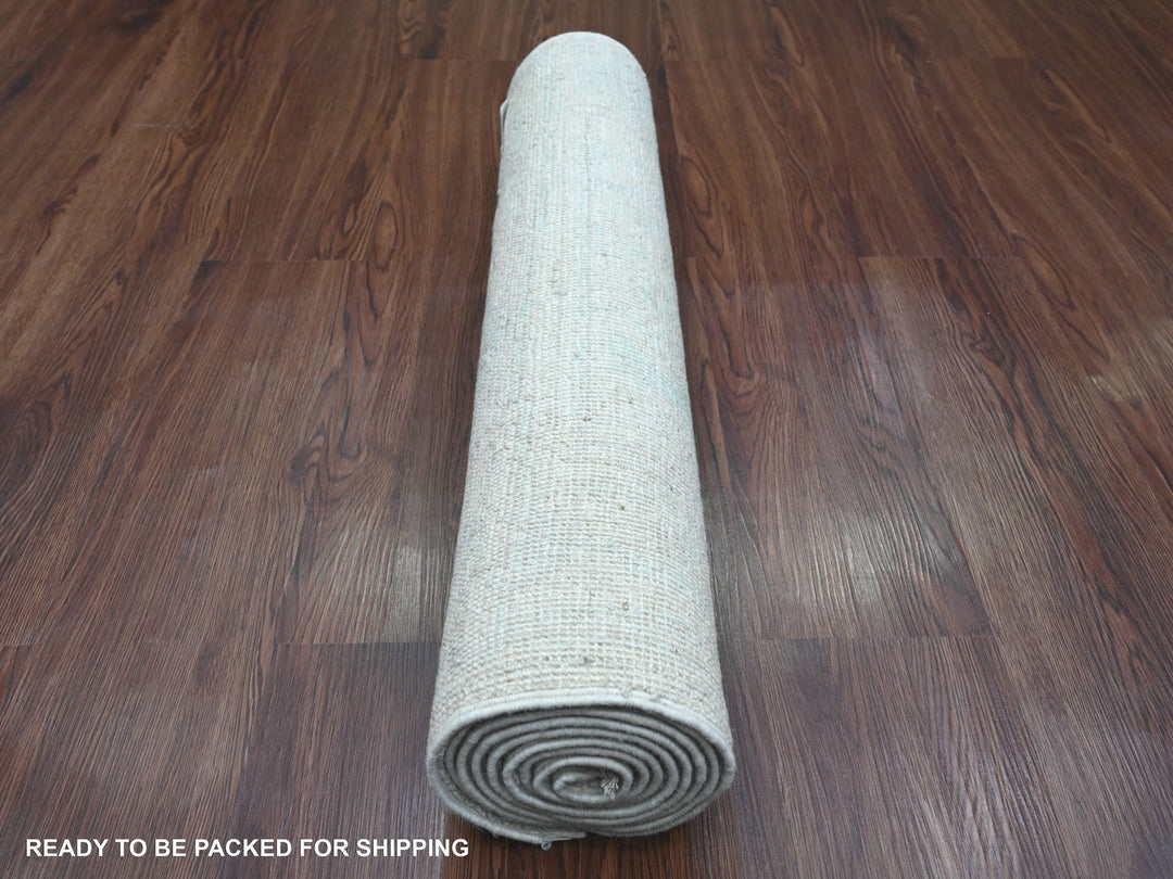 2'7" x 7'8" New Hand Knotted Ivory Wool Runner Oriental Rug - MOA10220593