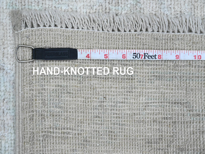 2'7" x 7'8" New Hand Knotted Ivory Wool Runner Oriental Rug - MOA10220593