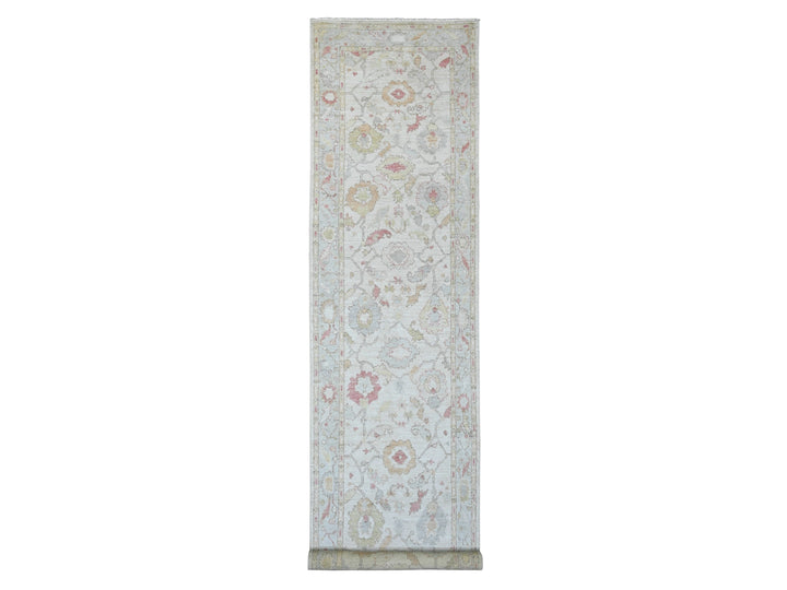 4'0" x 19'2" New Hand Knotted Ivory Wool Runner Oriental Rug - MOA10220595