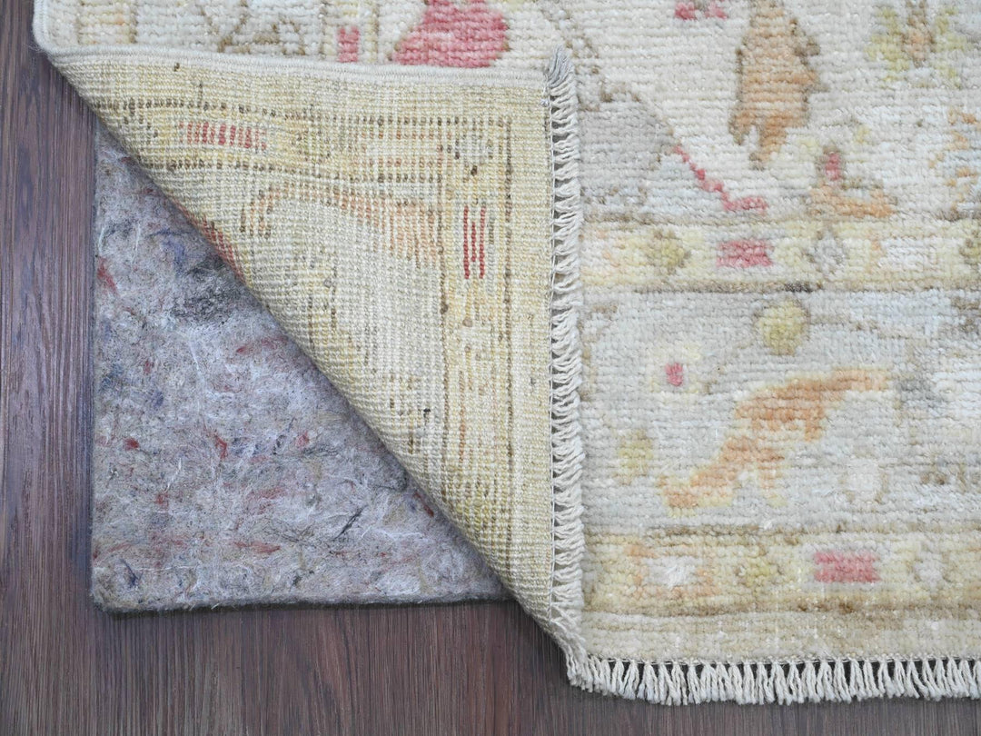 4'0" x 19'2" New Hand Knotted Ivory Wool Runner Oriental Rug - MOA10220595