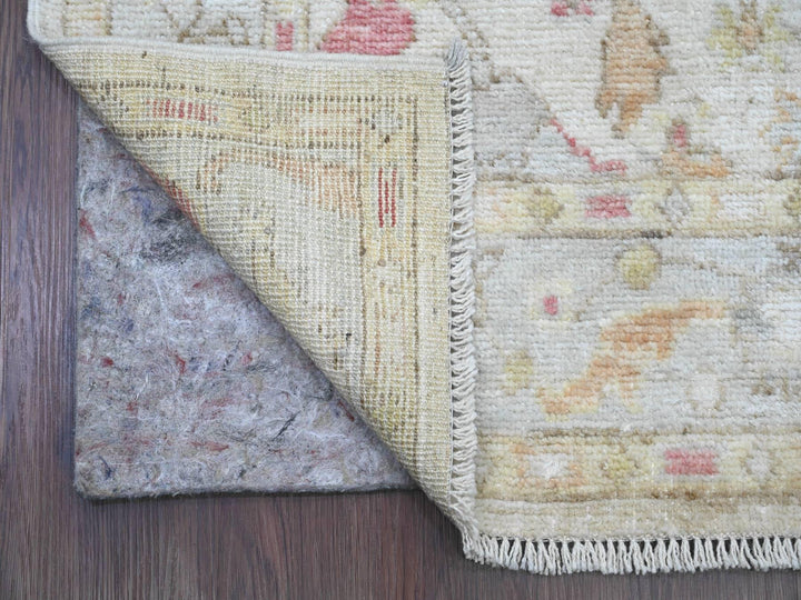 4'0" x 19'2" New Hand Knotted Ivory Wool Runner Oriental Rug - MOA10220595