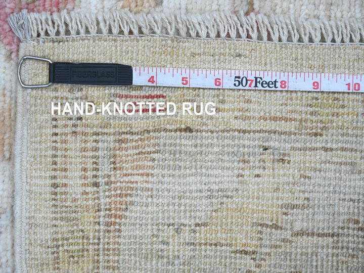 4'0" x 19'2" New Hand Knotted Ivory Wool Runner Oriental Rug - MOA10220595