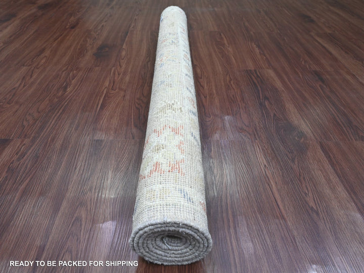 4'1" x 5'9" New Hand Knotted Grey Wool Rectangle Oriental Rug - MOA10220596