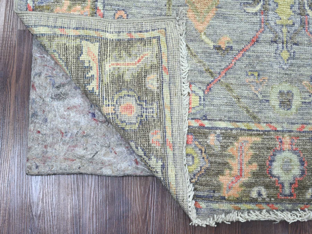 3'11" x 10'1" New Hand Knotted Grey Wool Runner Oriental Rug - MOA10220597