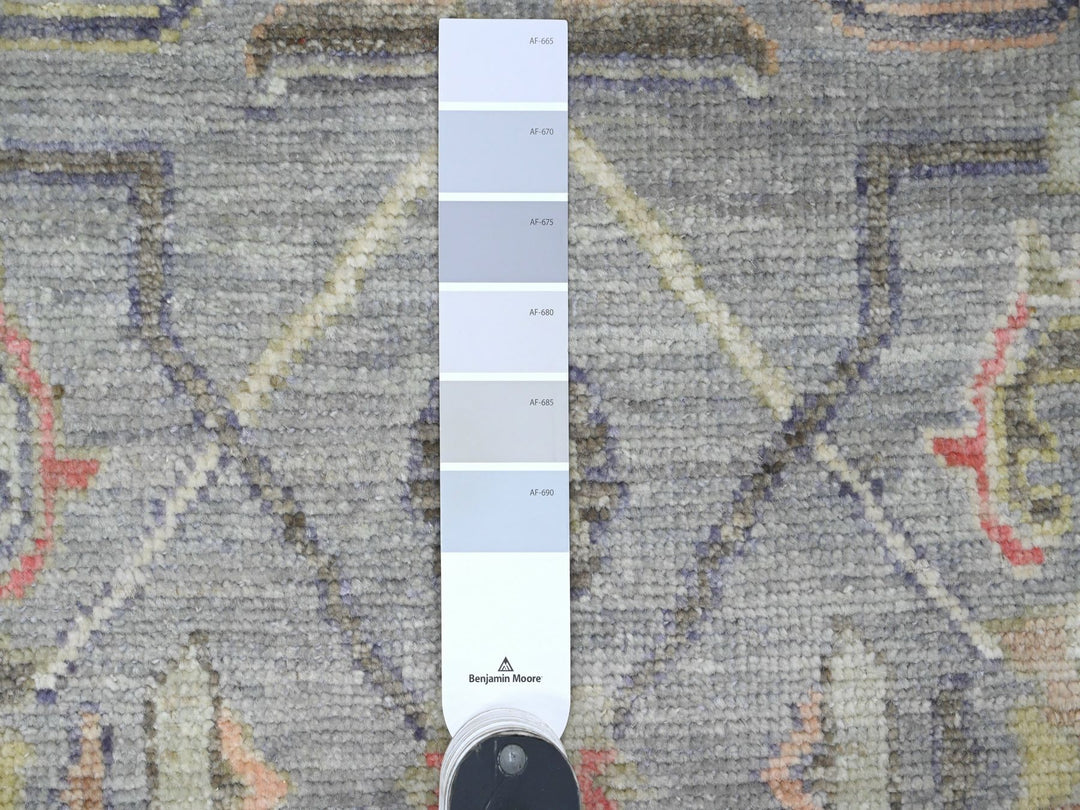 3'11" x 10'1" New Hand Knotted Grey Wool Runner Oriental Rug - MOA10220597