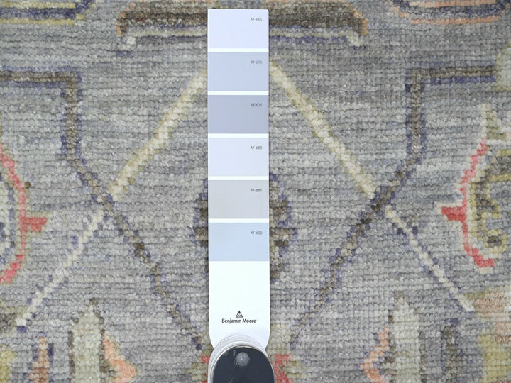 3'11" x 10'1" New Hand Knotted Grey Wool Runner Oriental Rug - MOA10220597