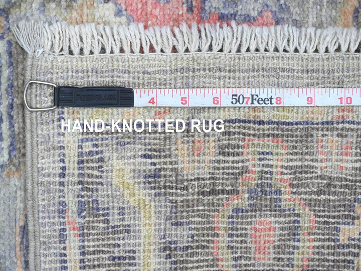 3'11" x 10'1" New Hand Knotted Grey Wool Runner Oriental Rug - MOA10220597
