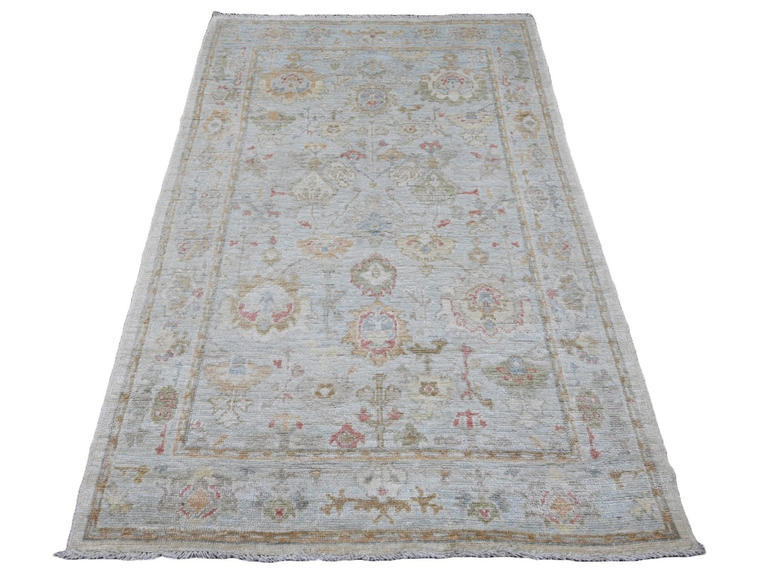 4'1" x 6'7" New Hand Knotted Grey Wool Rectangle Oriental Rug - MOA10220598