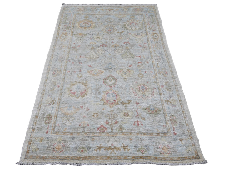 4'1" x 6'7" New Hand Knotted Grey Wool Rectangle Oriental Rug - MOA10220598