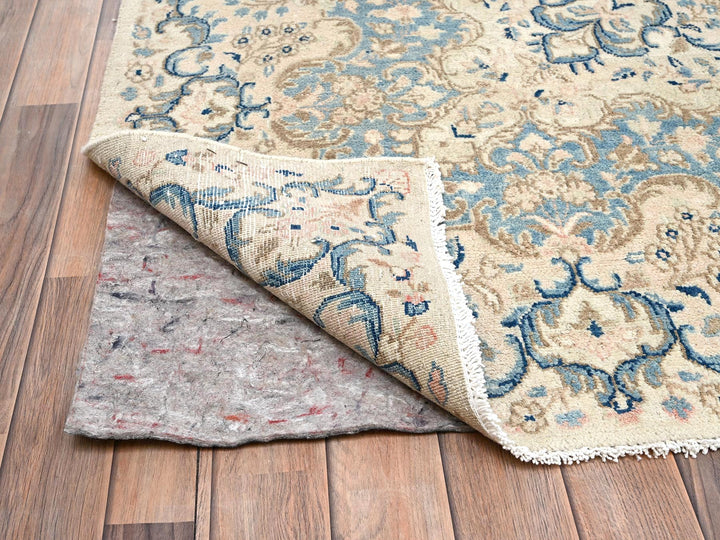 10'1" x 16'9" Vintage Hand Knotted Ivory Wool Rectangle Oriental Rug - MOA1022059