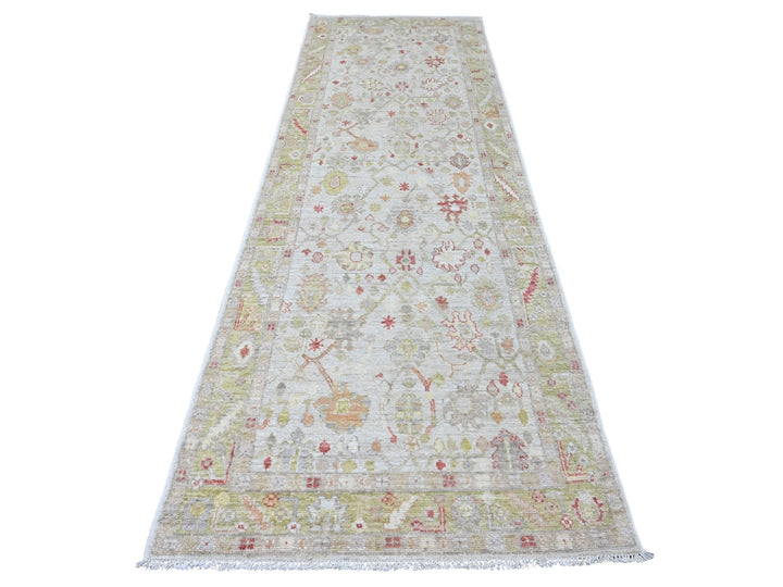 3'11" x 11'9" New Hand Knotted Ivory Wool Runner Oriental Rug - MOA10220600