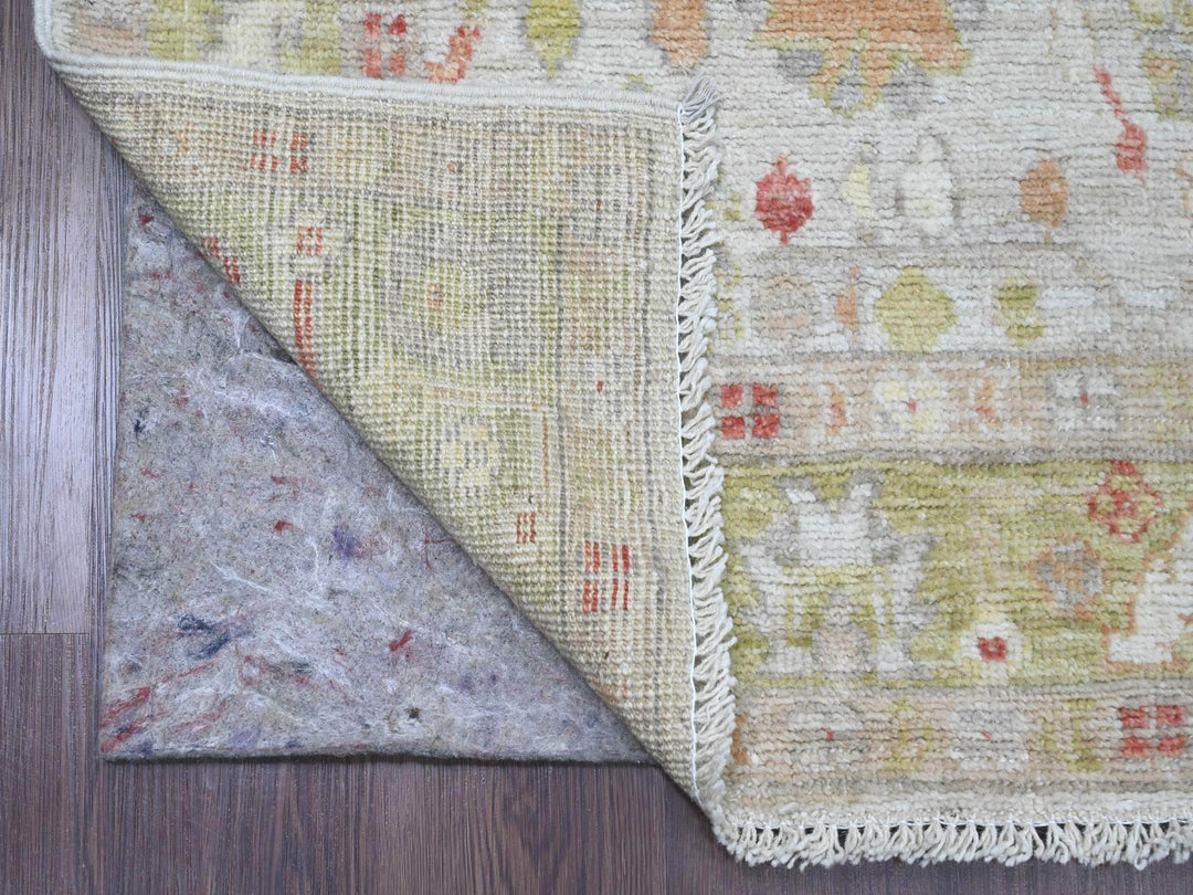 3'11" x 11'9" New Hand Knotted Ivory Wool Runner Oriental Rug - MOA10220600