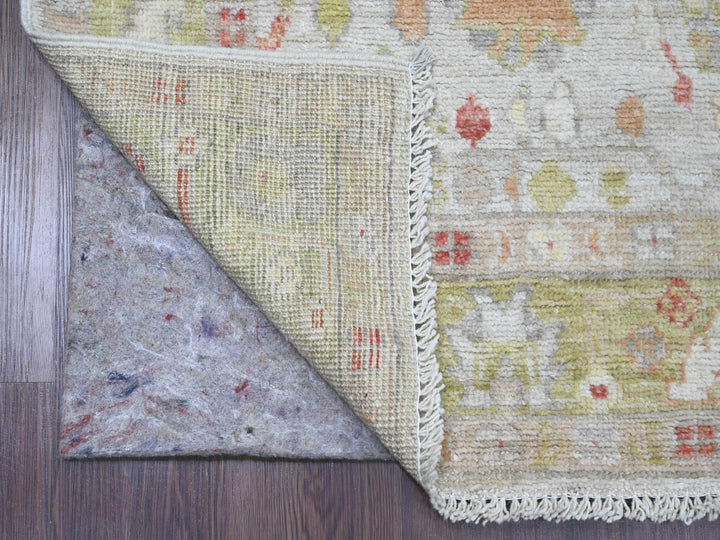 3'11" x 11'9" New Hand Knotted Ivory Wool Runner Oriental Rug - MOA10220600