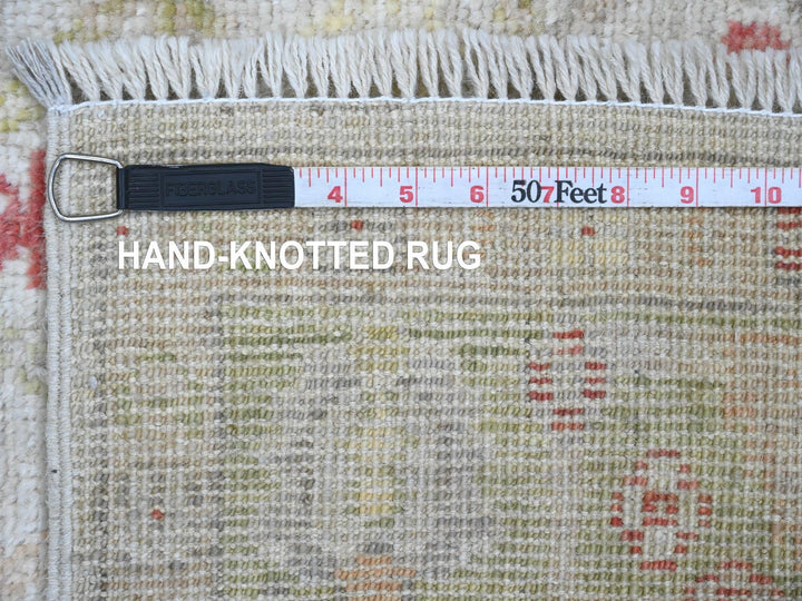 3'11" x 11'9" New Hand Knotted Ivory Wool Runner Oriental Rug - MOA10220600