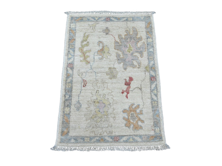 1'11" x 2'11" New Hand Knotted Ivory Wool Rectangle Oriental Rug - MOA10220601