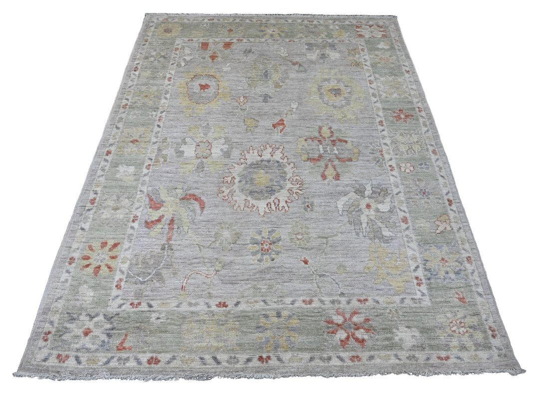 5'1" x 6'7" New Hand Knotted Grey Wool Rectangle Oriental Rug - MOA10220605
