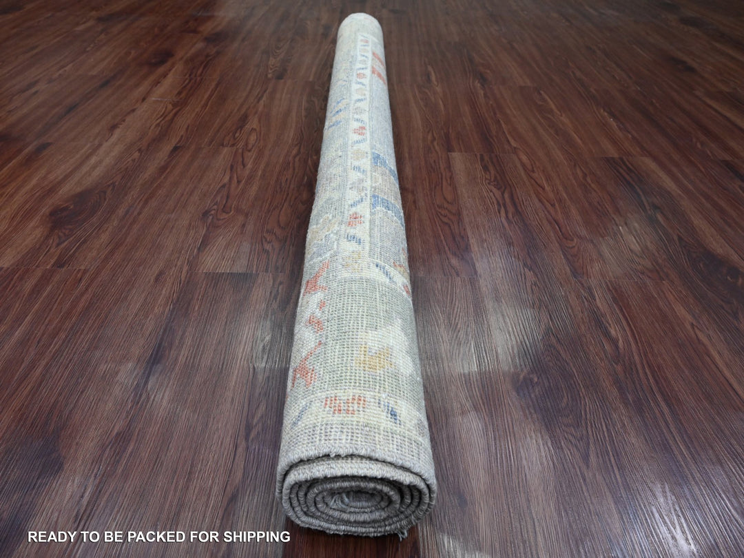 5'1" x 6'7" New Hand Knotted Grey Wool Rectangle Oriental Rug - MOA10220605