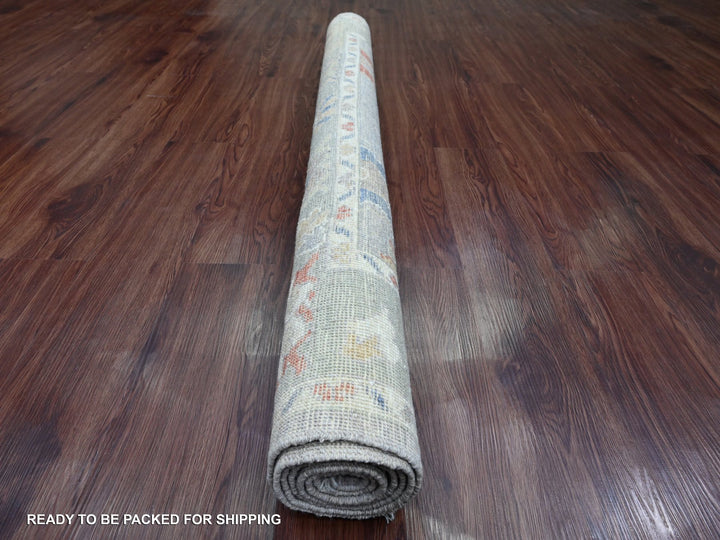 5'1" x 6'7" New Hand Knotted Grey Wool Rectangle Oriental Rug - MOA10220605
