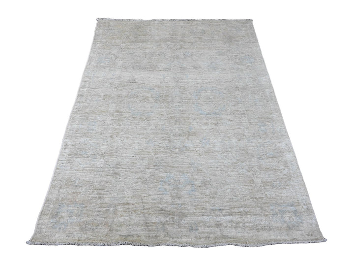 4'8" x 6'3" New Hand Knotted Ivory Wool Rectangle Oriental Rug - MOA10220606