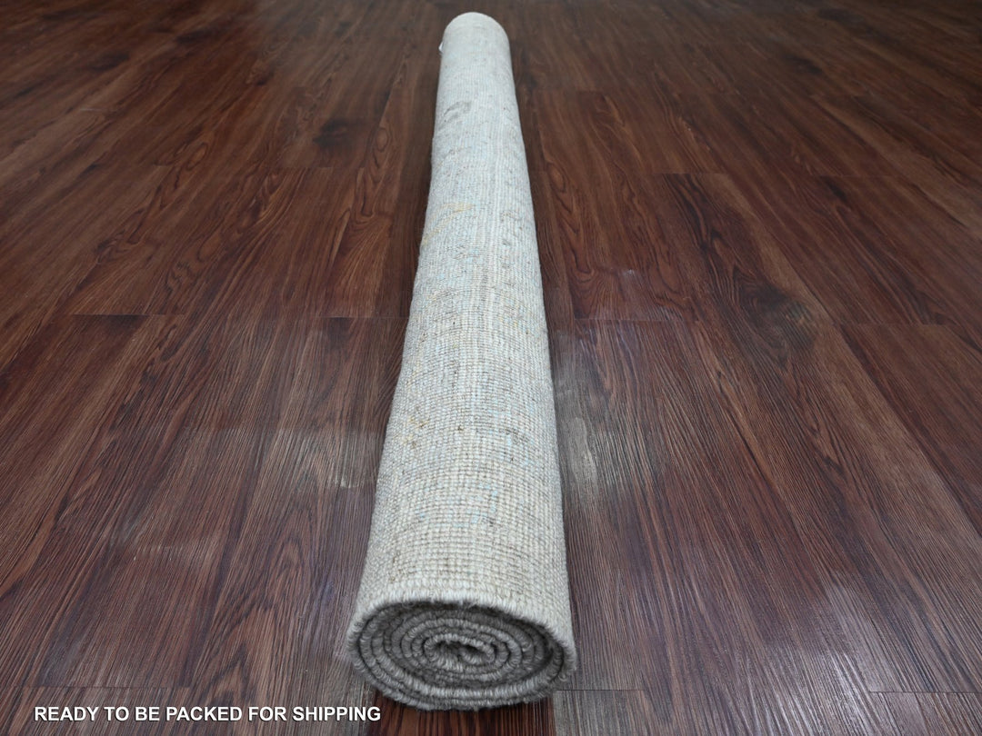 4'11" x 6'10" New Hand Knotted Grey Wool Rectangle Oriental Rug - MOA10220607