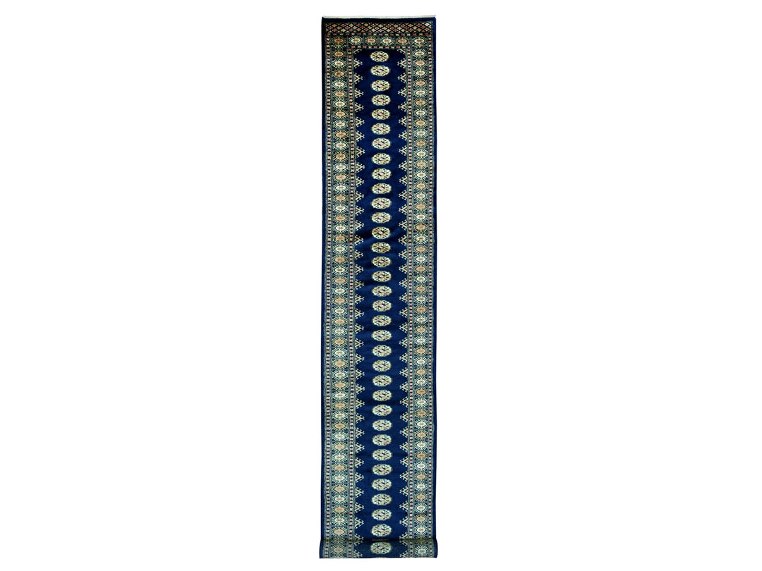 2'6" x 16'10" New Hand Knotted Blue Wool Runner Oriental Rug - MOA10220608