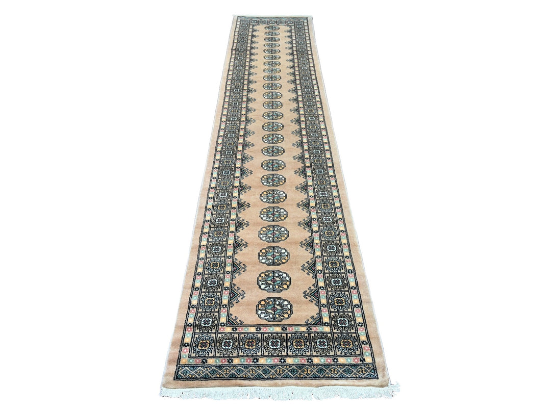 2'7" x 12'0" New Hand Knotted Ivory Wool Runner Oriental Rug - MOA10220609
